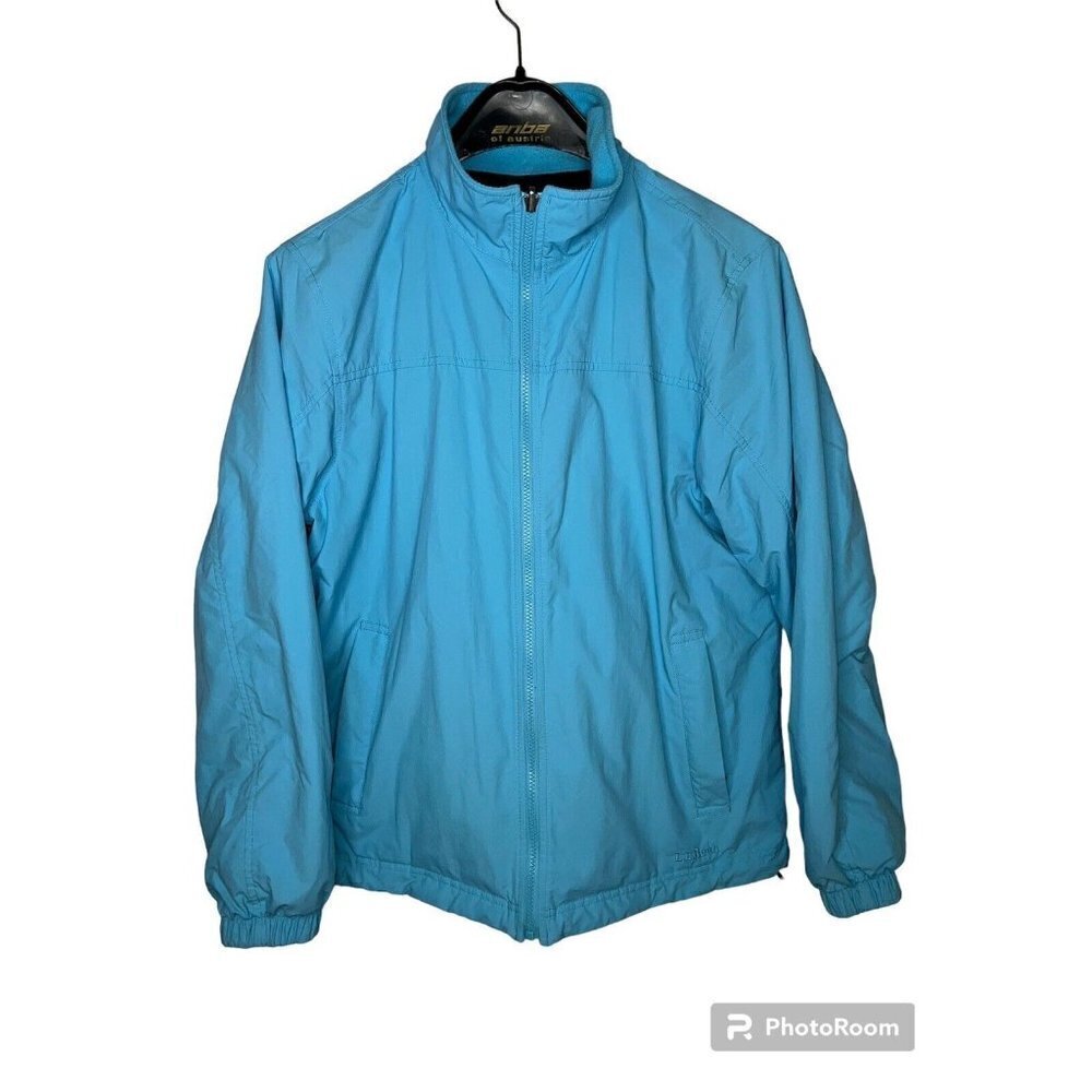 LL Bean Down Reversible Jacket Women's Size Large Vintage Fleece Light Blue Z